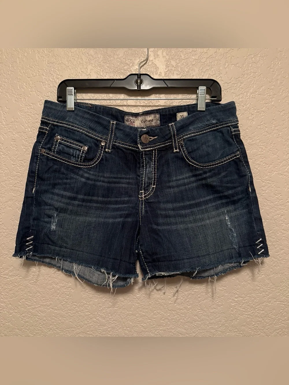 BKE Dark Indigo Distressed Denim Shorts